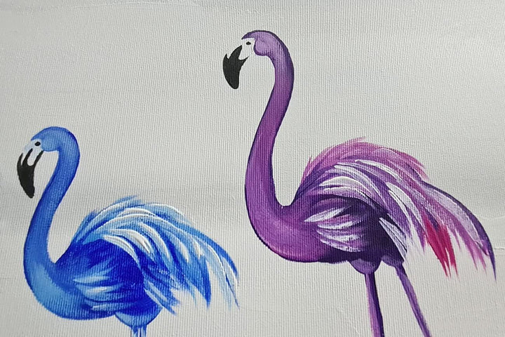 Monica Mirafiori I 100% HANDGEMALT I Gemälde Flamingos 140x70cm | Gemälde Handgemalt | Acrylgemälde