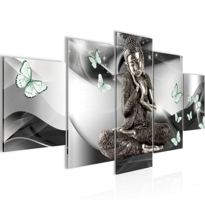 Runa Art Wandbilder Buddha Feng Shui 5 Teilig Bild auf Vlies Leinwand Deko Wohnzimmer Schlafzimmer S