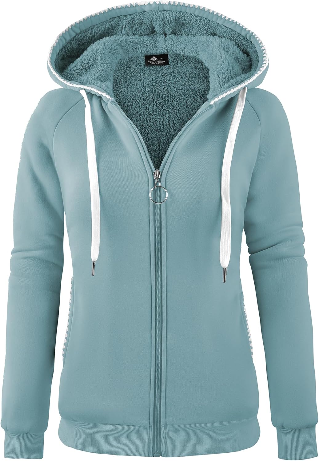 onedog Damen Kapuzenpullover Gefüttert Kapuzenjacke Sweatjacke mit Zipper Fleecejacke Damen Reissver