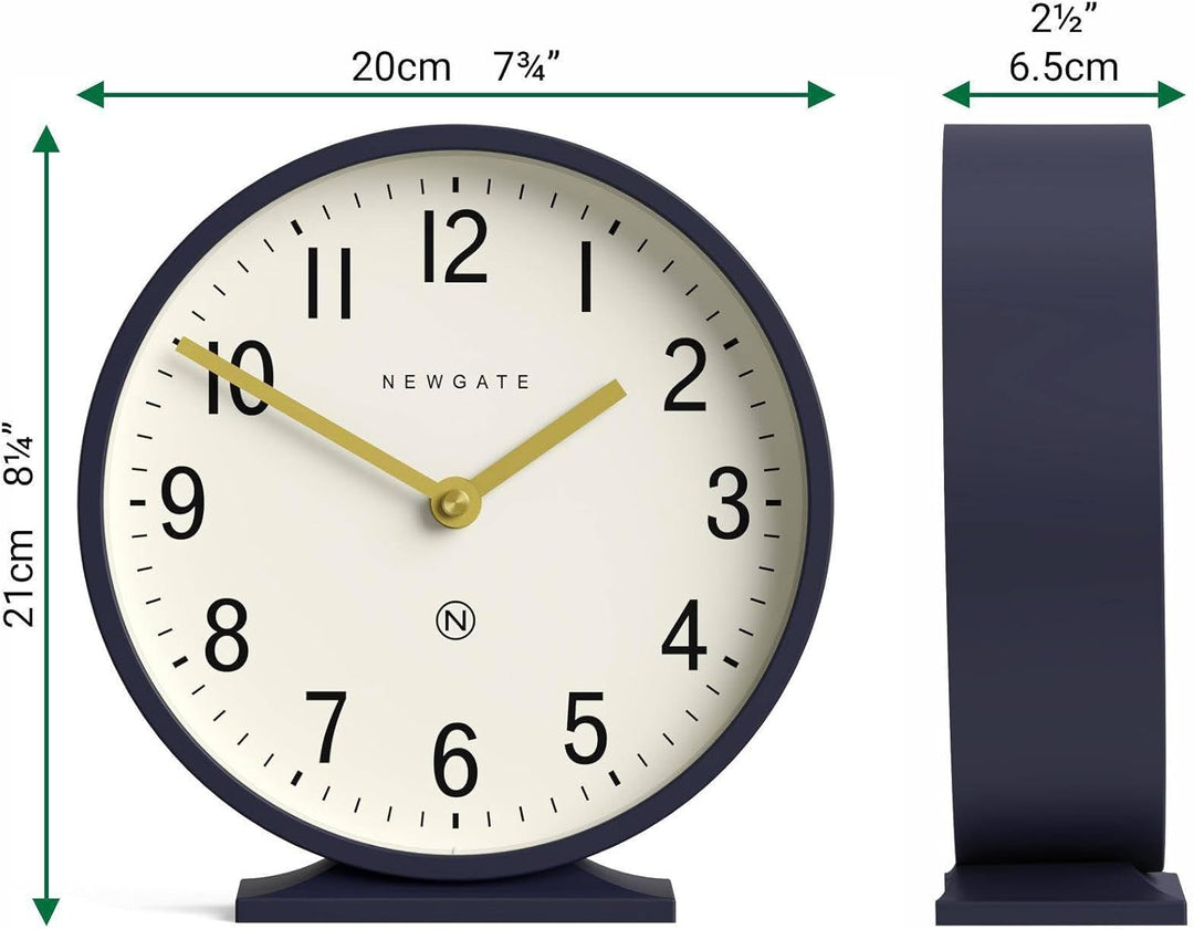 NEWGATE® Q Kaminsims Uhr | Moderne Klassische runde kaminuhr | Marineblau | Zeitgenössischer Stil fü