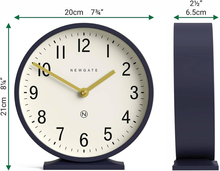 NEWGATE® Q Kaminsims Uhr | Moderne Klassische runde kaminuhr | Marineblau | Zeitgenössischer Stil fü