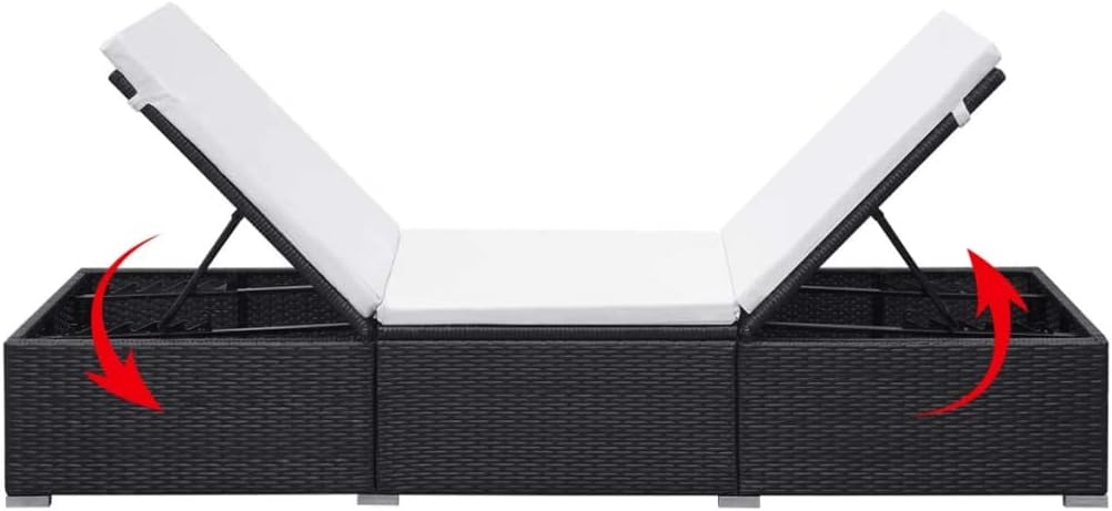 Sonnenliege Rattan mit Auflage Gartenliege Liegestuhl Rattanliege Outdoor Sonnenstuhl Gartenmöbel Re