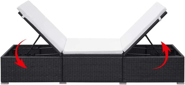 Sonnenliege Rattan mit Auflage Gartenliege Liegestuhl Rattanliege Outdoor Sonnenstuhl Gartenmöbel Re