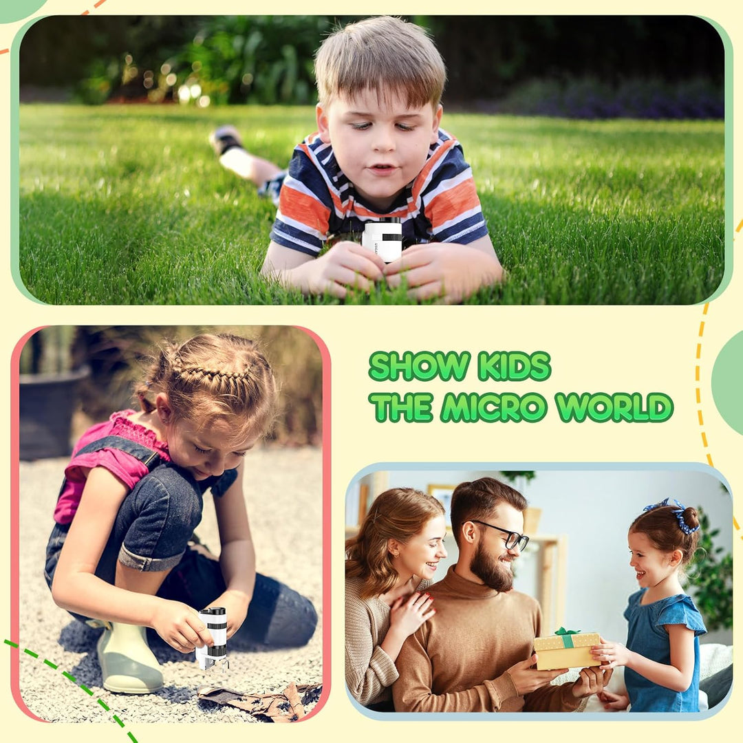 USCAMEL Taschenmikroskop für Kinder und Erwachsene - 60x-135x Mini-Mikroskop, Tragbares Handmikrosko