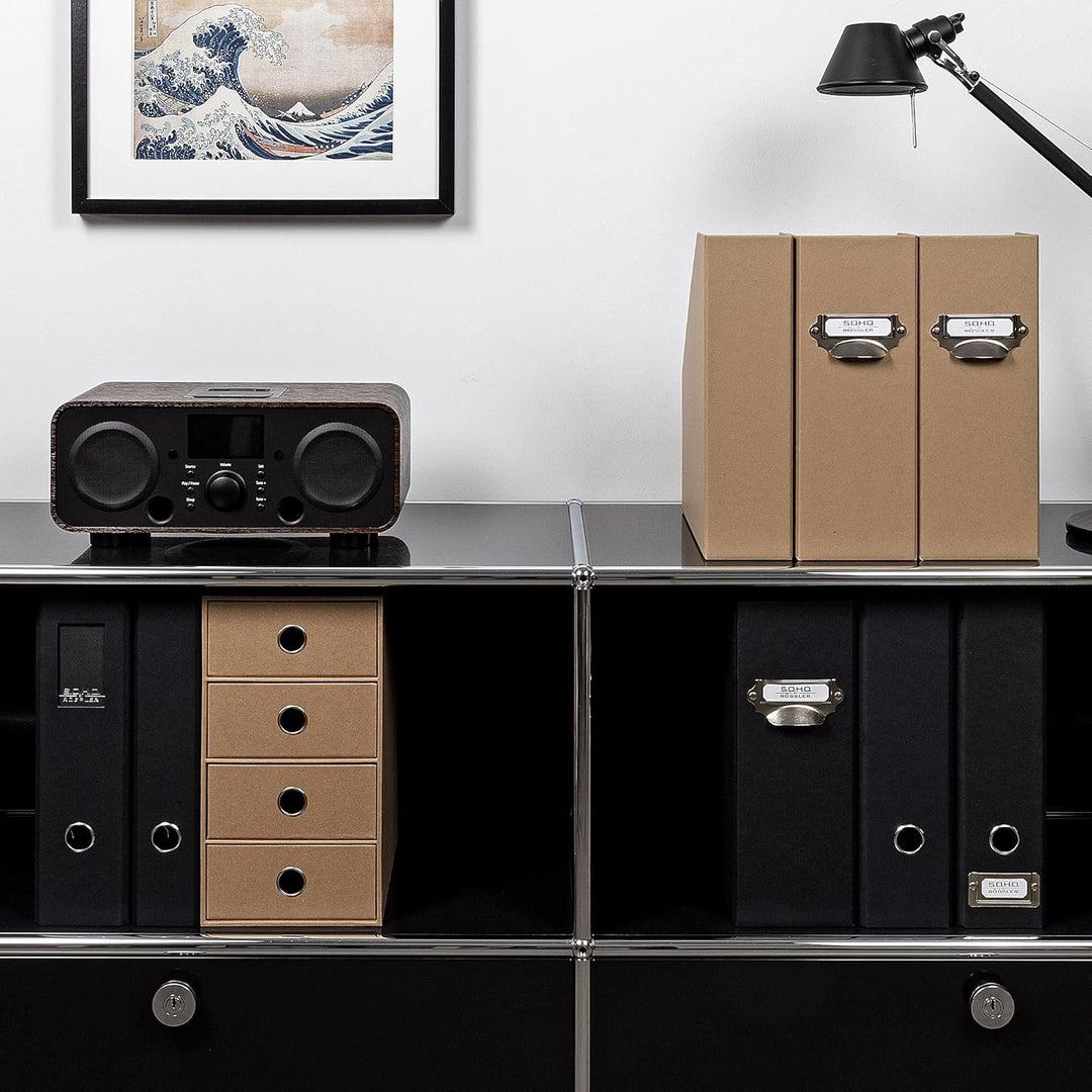 Rössler 1524452624 - S.O.H.O. 4er Schubladenbox für DIN A5, mit Griffloch, Kraft, 250 x 175 x 320 mm