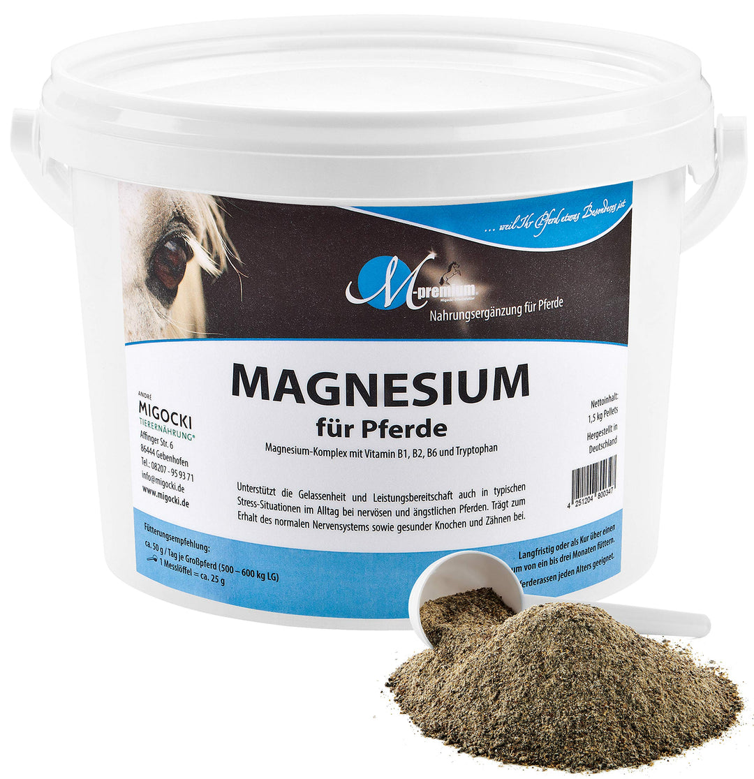 MIGOCKI Magnesium für Pferde Futterergänzung getreidefreies Pulver 1,5 kg