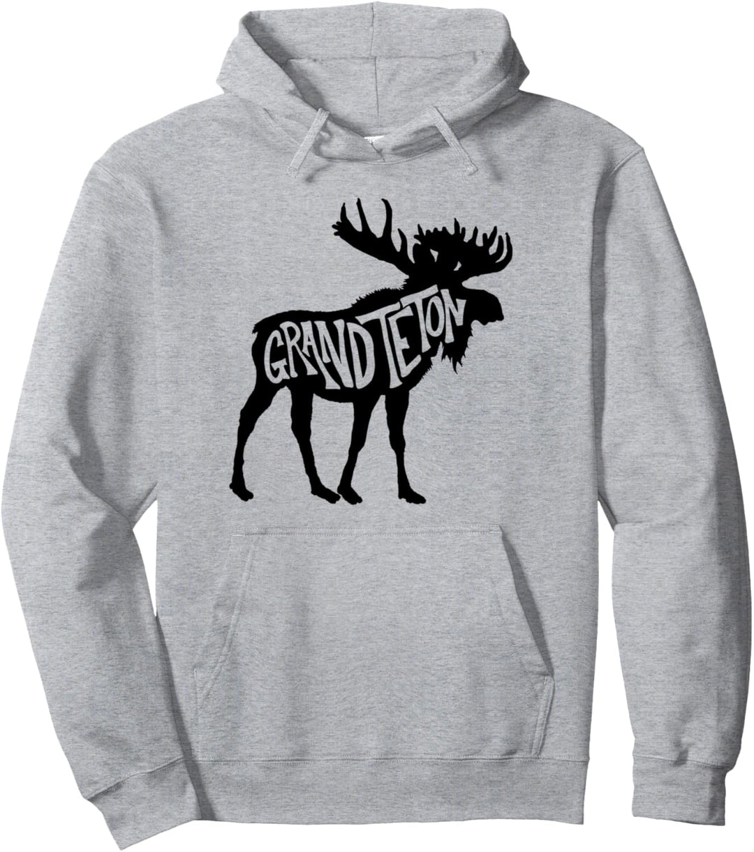 Grand Teton National Park Moose Typography Graphic Pullover Hoodie
