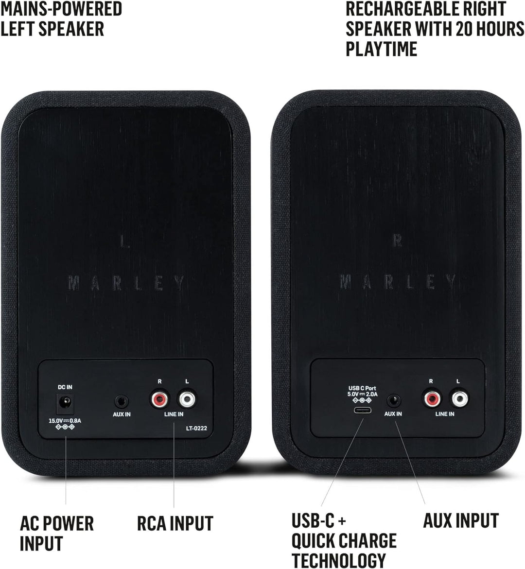 House of Marley Get Together Duo Bluetooth Lautsprecher Boxen Schwarz - Nachhaltig hergestellte Rega