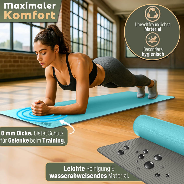 Yogamatte Phthalatfrei | Gymnastikmatte rutschfest | Fitnessmatte schadstofffrei | Trainingsmatte mi