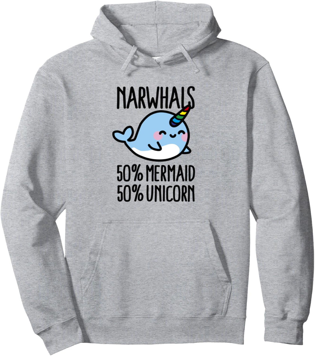 Narwhals 50% mermaid 50% unicorn Lustig Mädchen Geschenk Pullover Hoodie