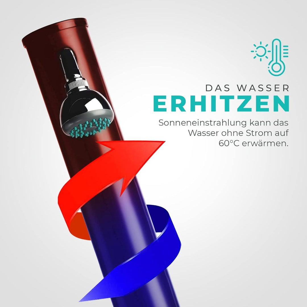 well2wellness Outdoor Solardusche Easy 20 Liter | stufenlose Temperaturregulierung | Solar Gartendus