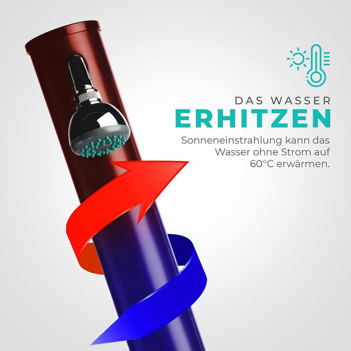 well2wellness Outdoor Solardusche Easy 20 Liter | stufenlose Temperaturregulierung | Solar Gartendus