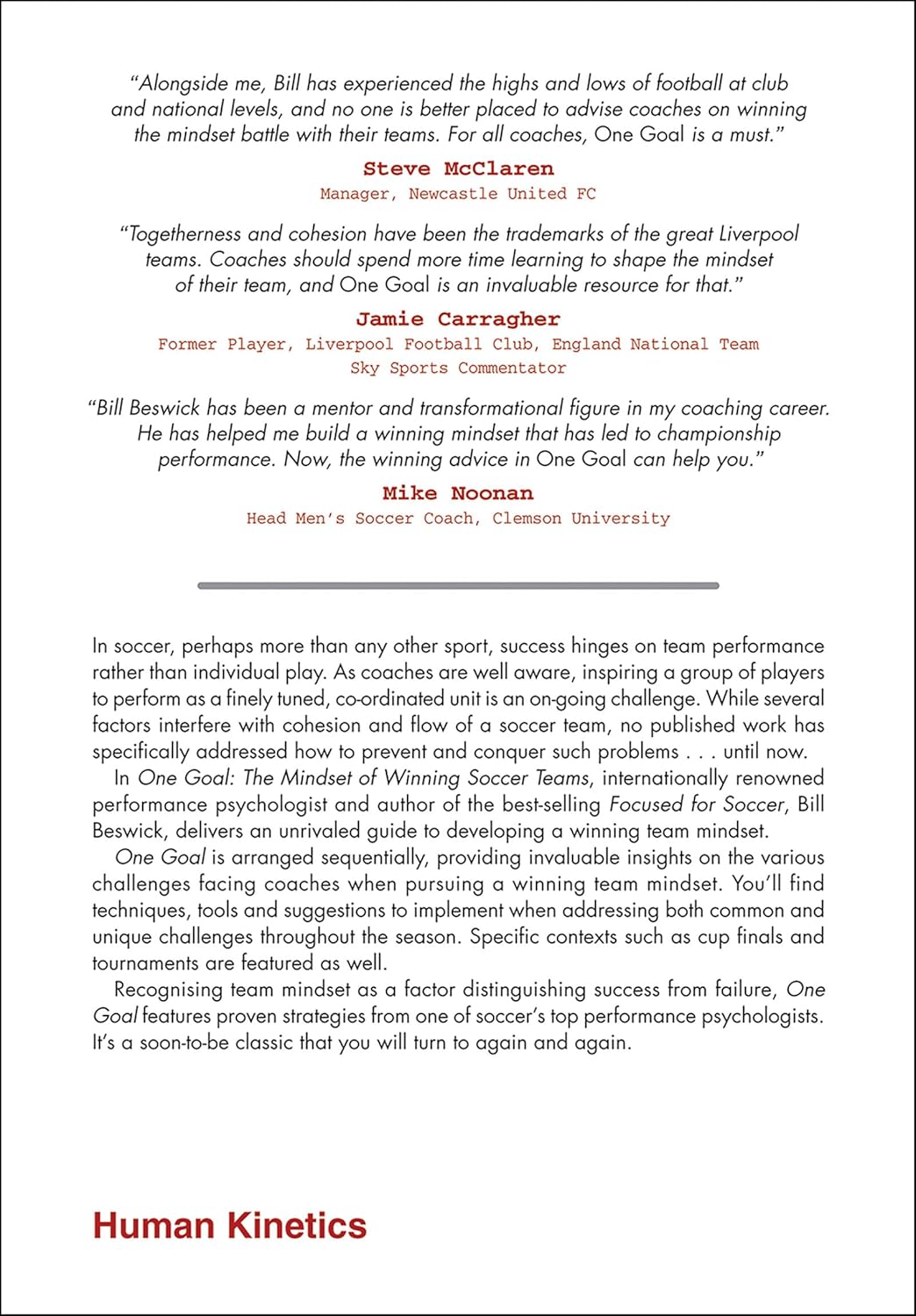 One Goal: The Mindset of Winning Soccer Teams, Taschenbuch