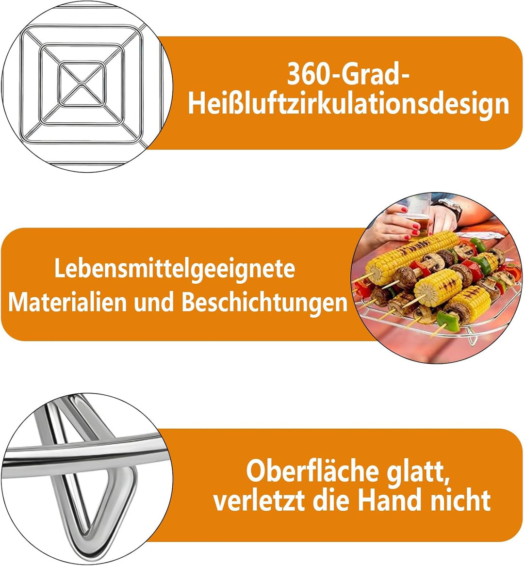 2er-Pack Ersatz Airfryer Grillrost Edelstahl, Kompatibel mit Ninja Crispi Pro Air Fryer FN101, für N