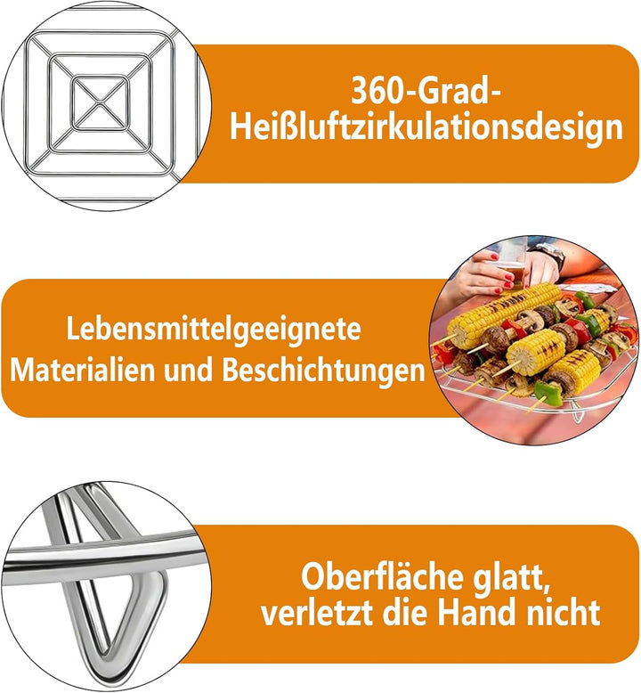 2er-Pack Ersatz Airfryer Grillrost Edelstahl, Kompatibel mit Ninja Crispi Pro Air Fryer FN101, für N