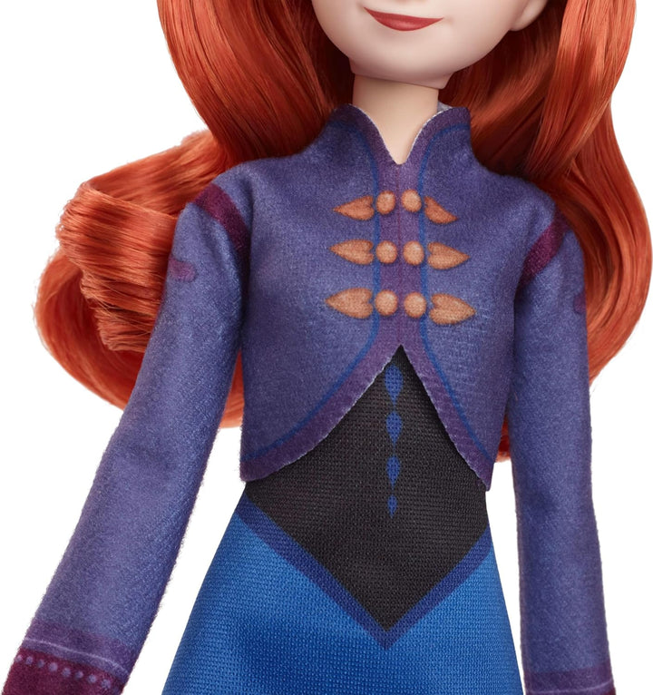 Disney Die Eiskönigin Anna-Modepuppe mit Zubehör, Eisläuferin-Look mit abnehmbarem Kleid und abnehmb
