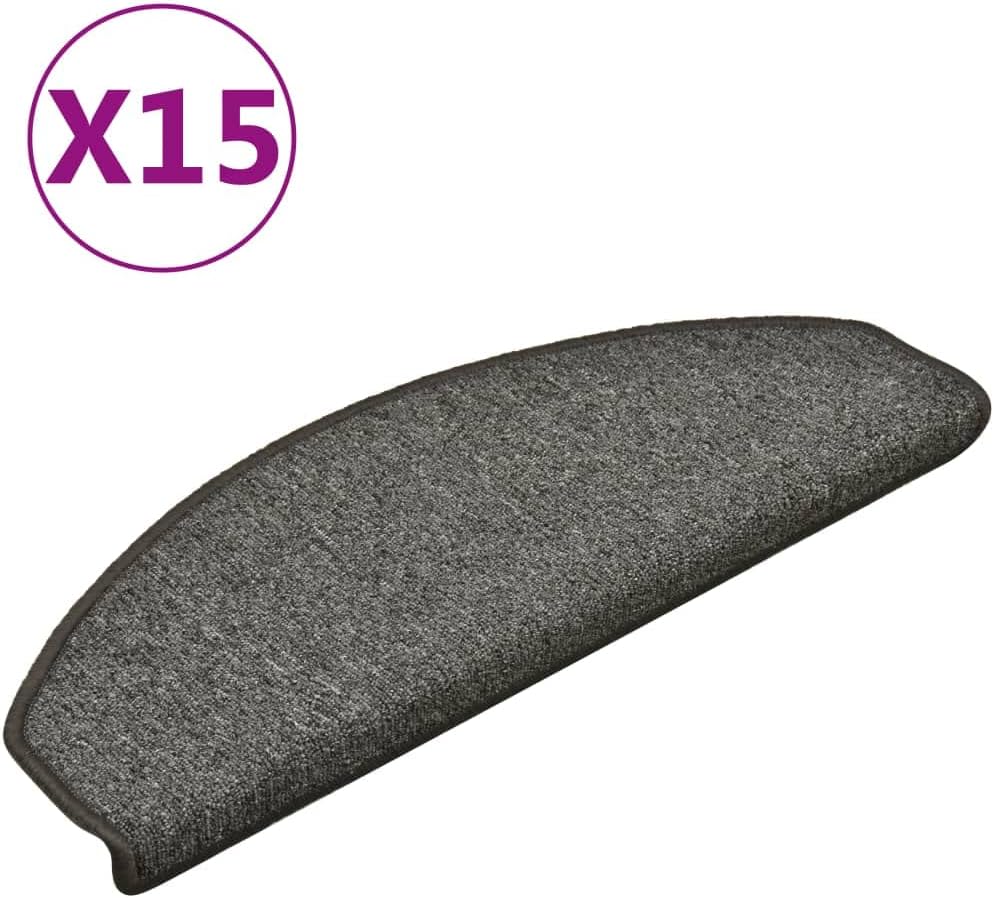 homiuse Treppenmatten 15 STK. Dunkelgrau 65x24x4 cm Treppenstufen Matten Modern Stufenteppich Treppe
