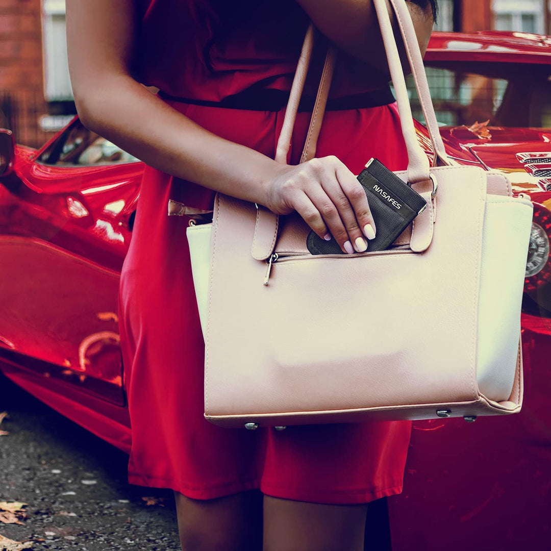 Autoschlüssel Schutz Keyless Tasche mit magnetisch-geräuschlosem Federverschluss ermöglicht 1 Hand B