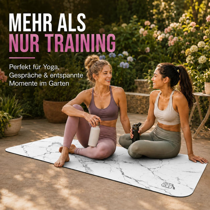 Fitnessmatte, Yogamatte aus umweltfreundlichem Naturkautschuk und rutschfest mit Design und Tragegur