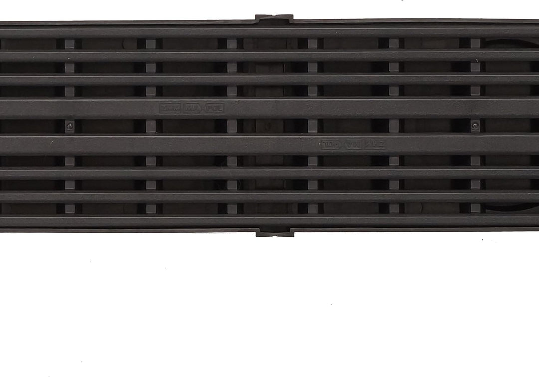 5m Entwässerungsrinne für modulares System A15 98mm, komplett Stegrost Kunststoff, Schwarz Line