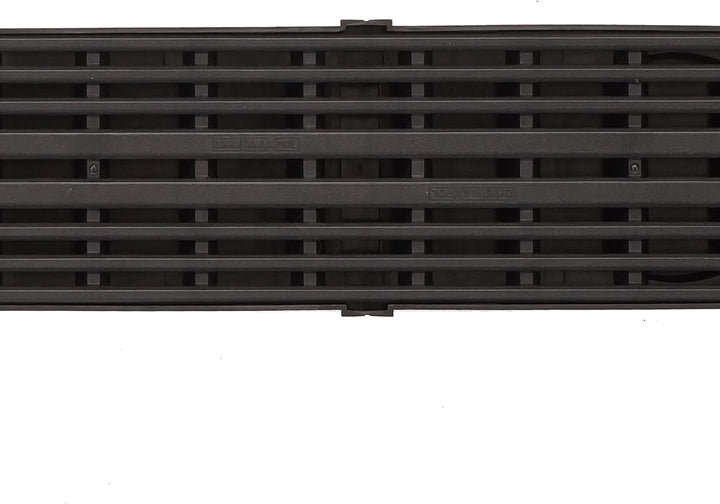 5m Entwässerungsrinne für modulares System A15 98mm, komplett Stegrost Kunststoff, Schwarz Line
