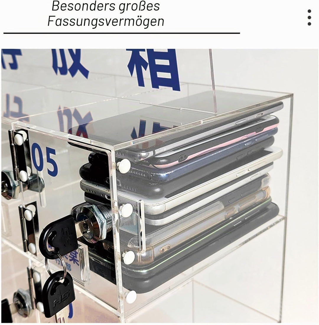LVRUIEDS Handyaufbewahrung, Persönliche Aufbewahrungsbox Mit 12/15/20/25/30/40 Steckplätzen, Transpa