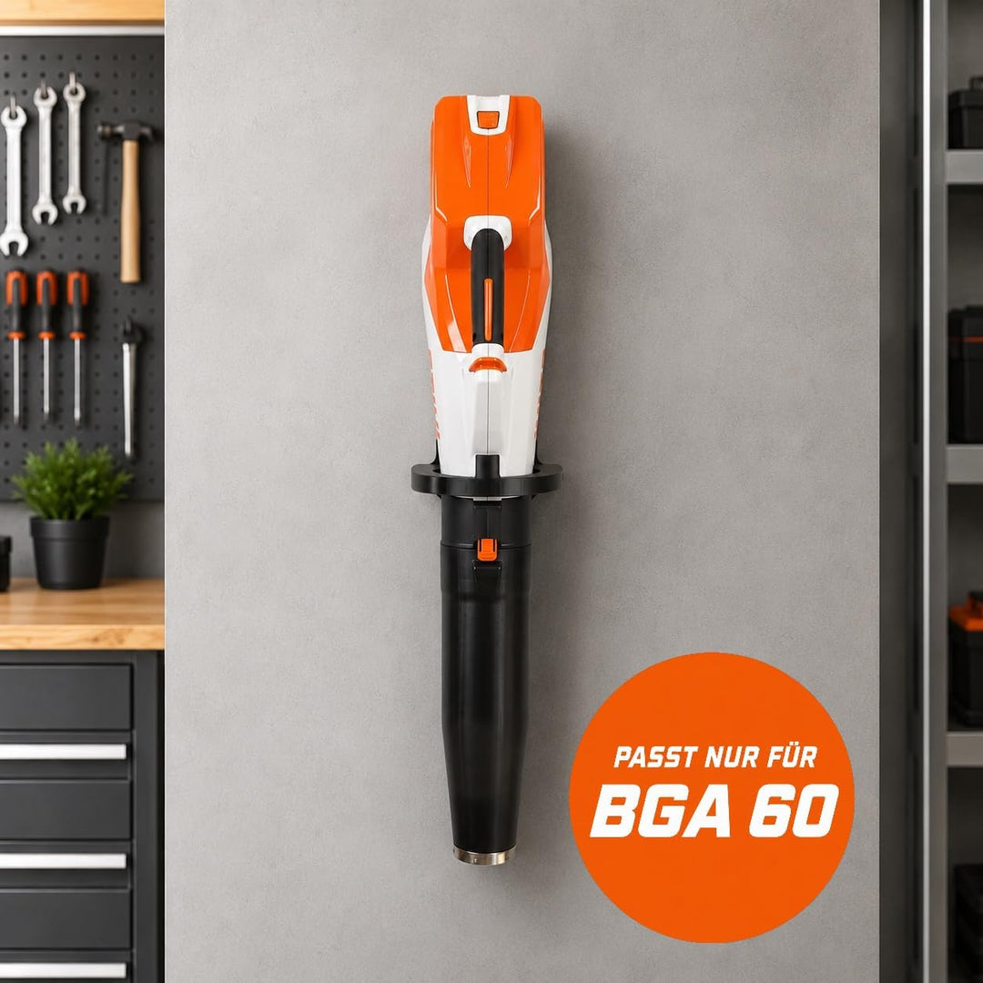 Halterung passend für STIHL BGA 60 Akku Laubbläser AP Wandhalterung | Made in Germany Schwarz, Schwa
