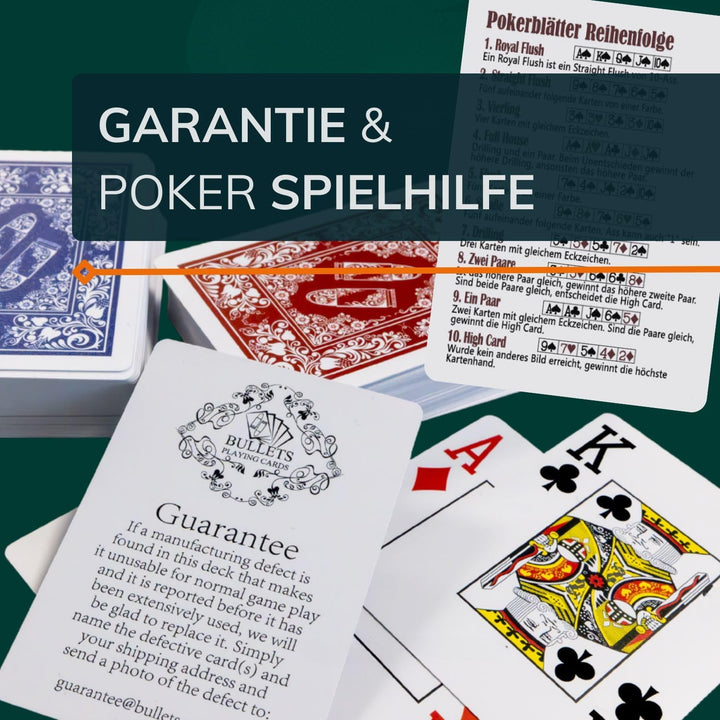 Bullets Playing Cards, 2X 54 Plastik Pokerkarten, Doppelpack, 4 Eckzeichen, Jumbo-Index, inklusive C
