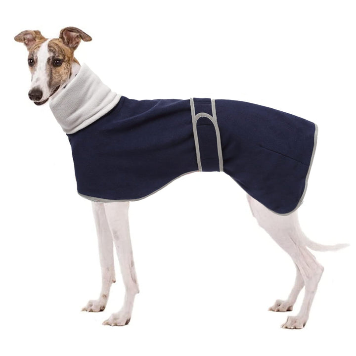 Geyecete Fleece Hundemantel Pullover für Windhunde,Whippet winterjacken Rollkragen Warmes Verstellba