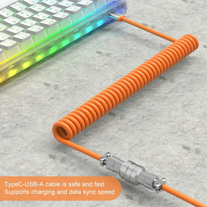 XINMENG X MAMBASNAKE C01 Spiral-Tastaturkabel, Typ-C HyperSpeed-Leitung mit 8KHz-Rücklaufrate für Ga