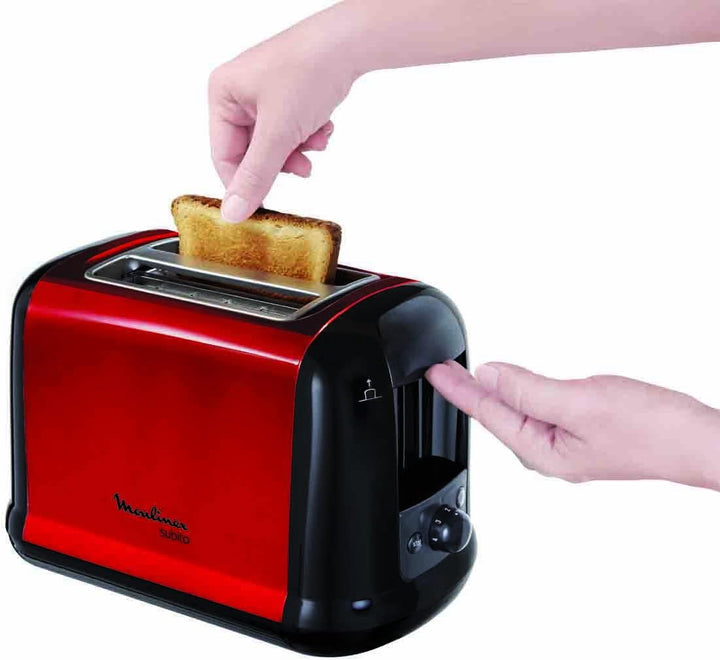 Moulinex Subito BY540510 Red Kettle / Edelstahl & LT261D Toaster Subito, rot metallic,Rot, Schwarz B