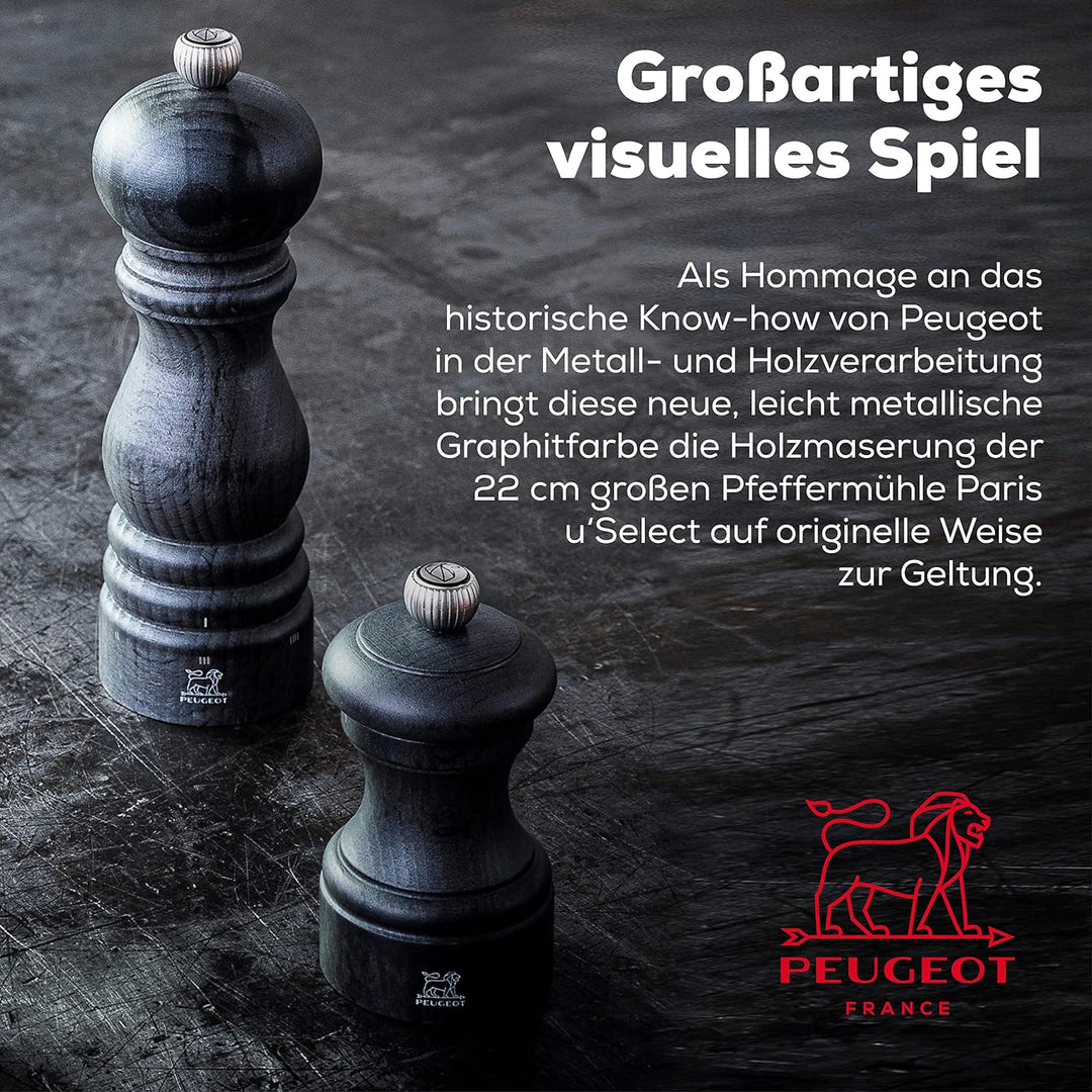PEUGEOT - Pfeffermühle Paris u‘Select 22 cm - 6 voreingestellte Mahlgrade - Aus PEFC-zertifiziertem