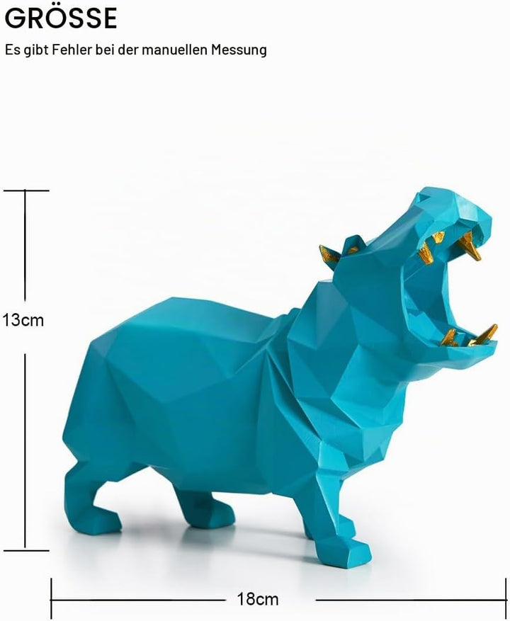 Amoy-Art Nilpferd Skulptur Arts Modern Dekor Statue Wohnzimmer Kunst Polyresin Blau Geschenk 18cm, B