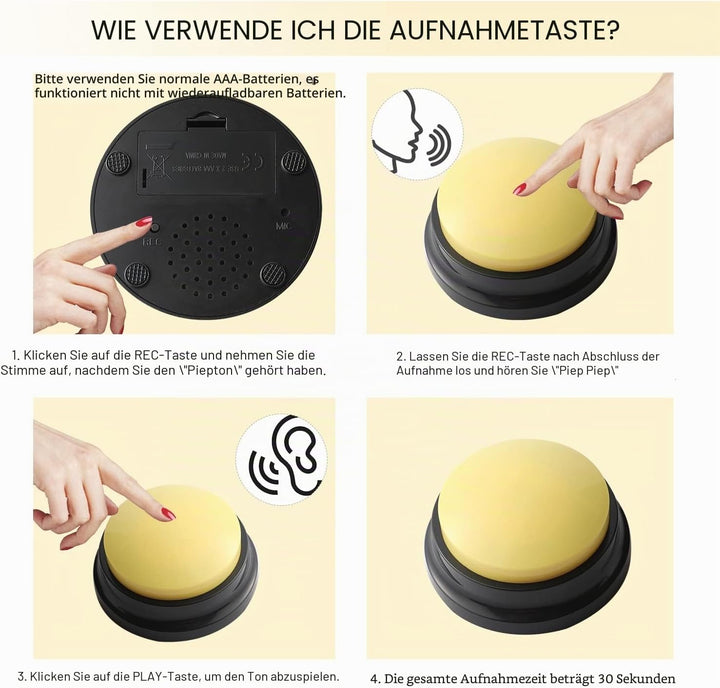 OFVENS Taste für Sprachaufzeichnung Blau + Rosa + Gelb + Violett, Blau + Rosa + Gelb + Violett