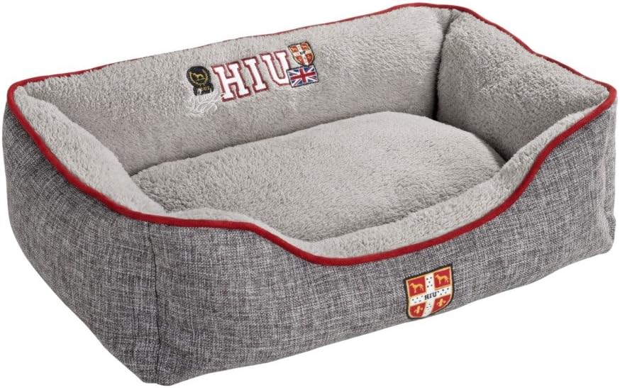 HUNTER Universtity Hundesofa, College-Style, Wendekissen, Plüschbesatz, 100 x 80 cm, grau grau 100 x