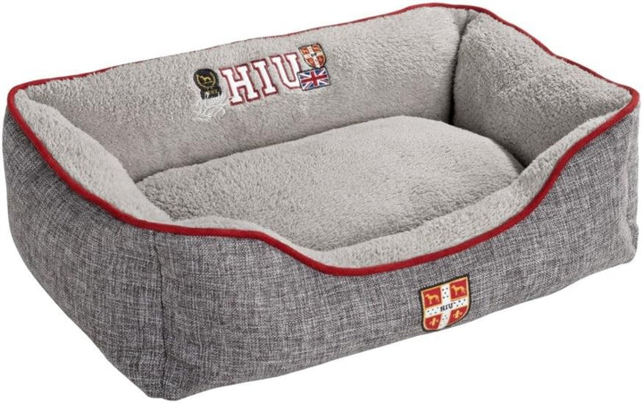 HUNTER Universtity Hundesofa, College-Style, Wendekissen, Plüschbesatz, 100 x 80 cm, grau grau 100 x