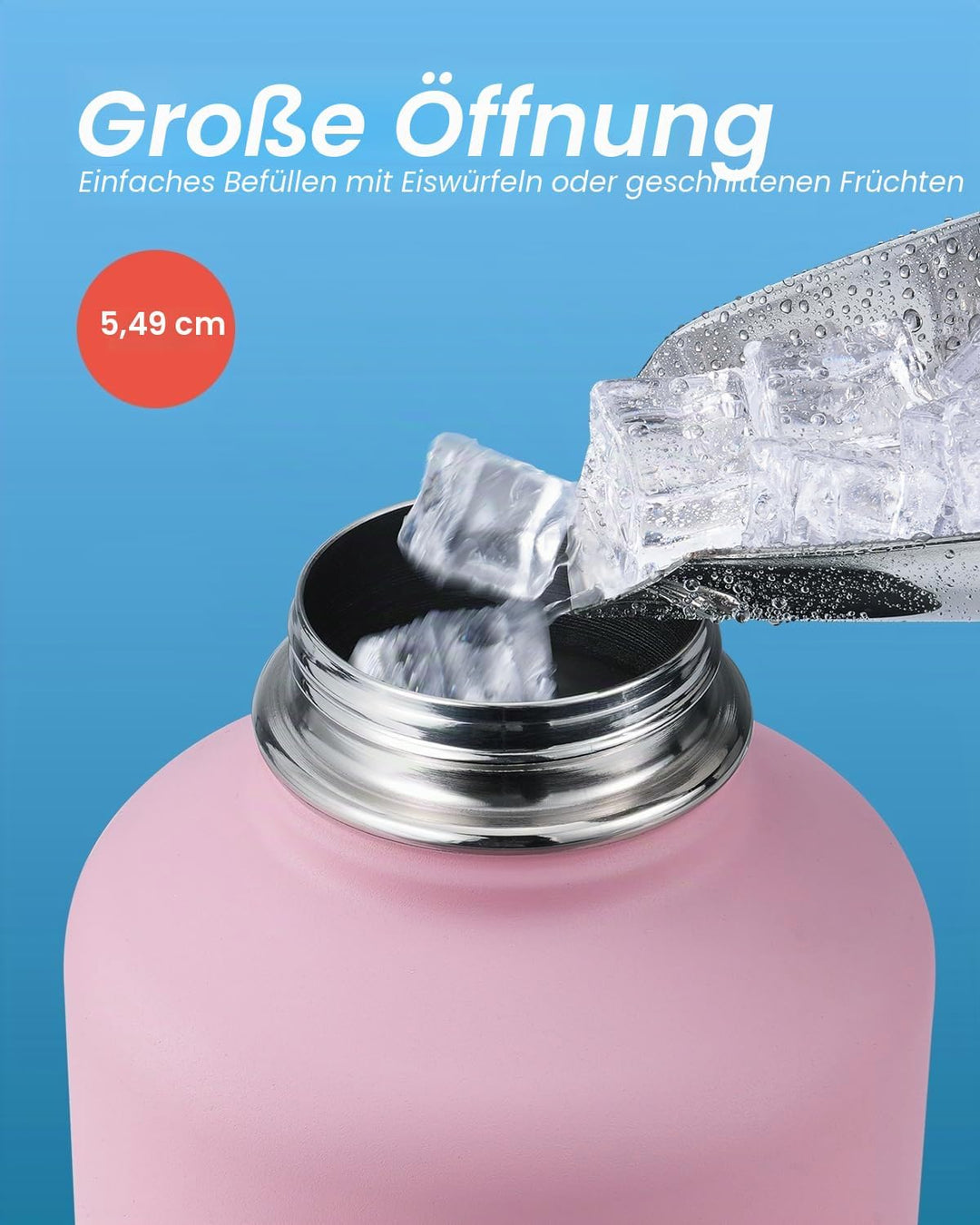 Coolflask Isolierte Wasserflasche 2L mit Strohhalm &amp; 3 Deckeln, Edelstahl Isolierte Wasserflasche fü