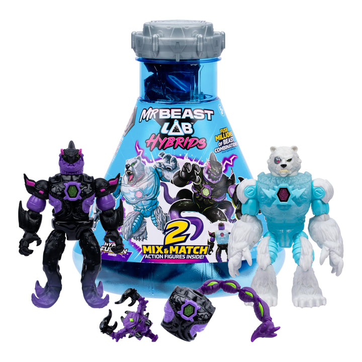 MrBeast Lab Hybrids Mehrfachpackung, Verschiedene Hybrid-Teile und 2 Actionfiguren zum Kombinieren,