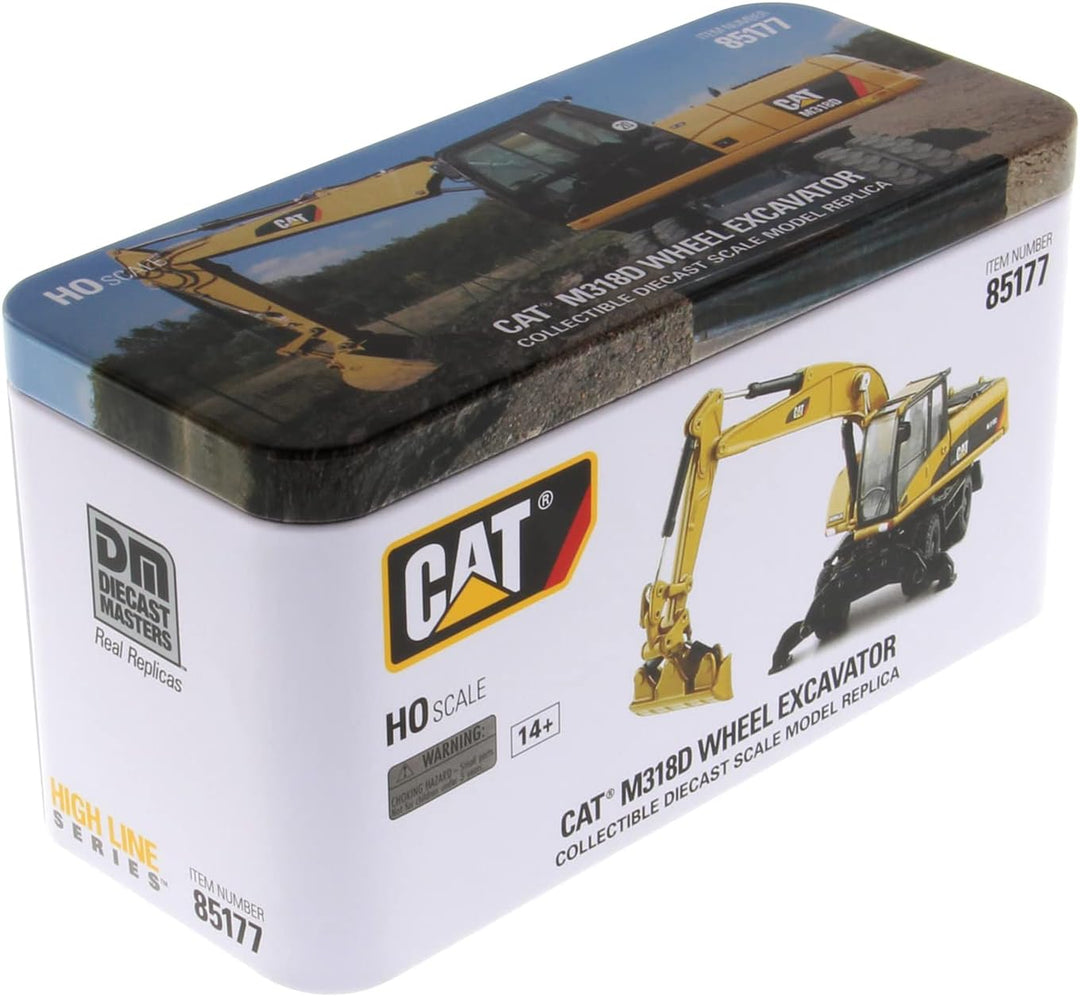 Diecast Masters 85177 - Caterpillar Mobilbagger M318D, detailgetreues H0 CAT Baufahrzeug in Metallbo