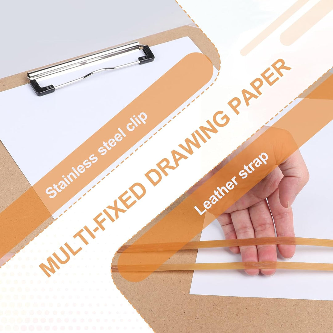 CPROSP Drawing Board Wooden 43 * 32 cm, Wooden Sketch Board mit Dreieck Eckenschutz, Robustem Clip u