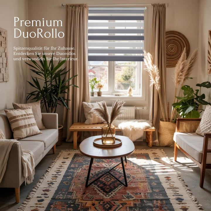Home-Vision® DuoRollo Klemmfix, Doppelrollo ohne Bohren mit Klämmträgern, Rollos für Fenster und Tür