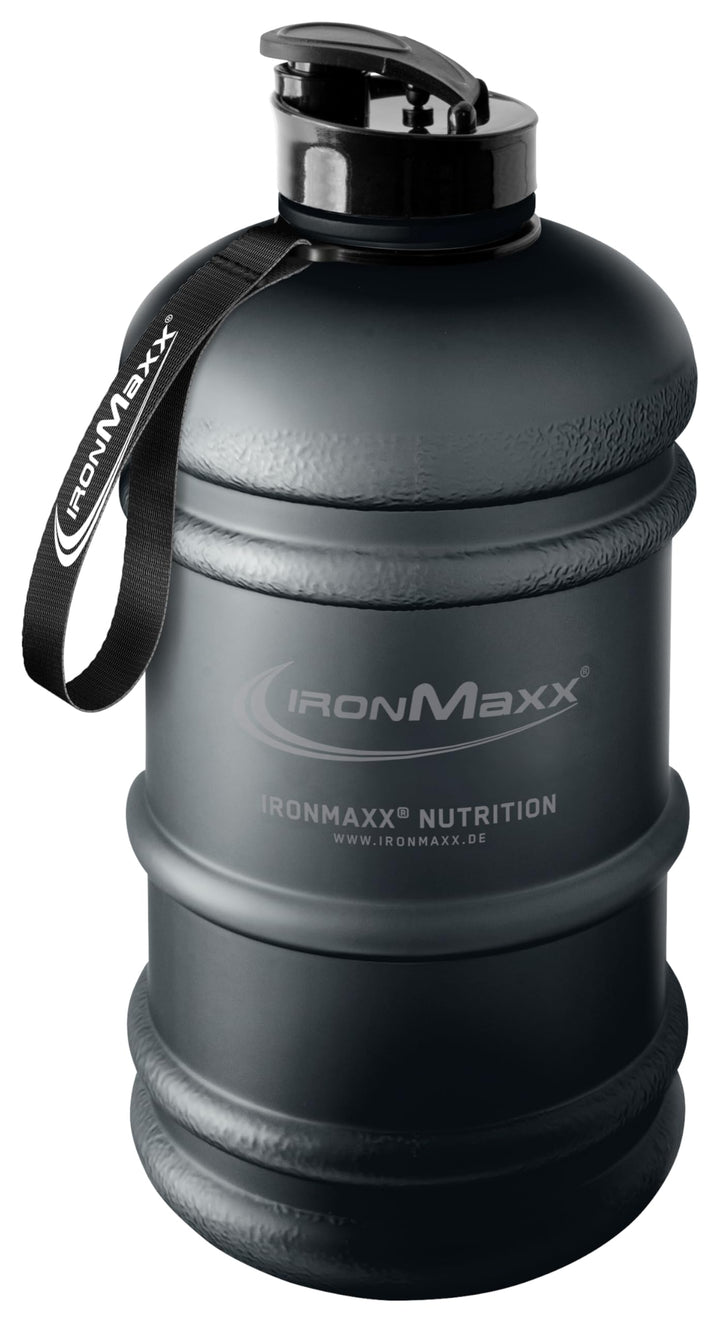IronMaxx Water Gallon - Matt Deep Black 2200ml | BPA & DEHP frei | auslaufsichere Trinkflasche mit M