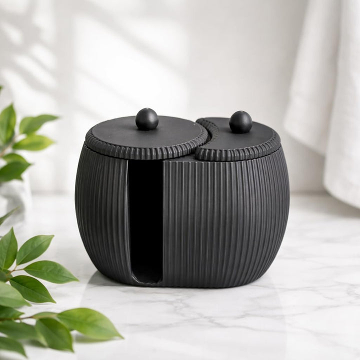 Generisch Yin‑Yang Badezimmer Organizer – Aufbewahrung für Wattepads & Wattestäbchen, Modernes 3D‑De