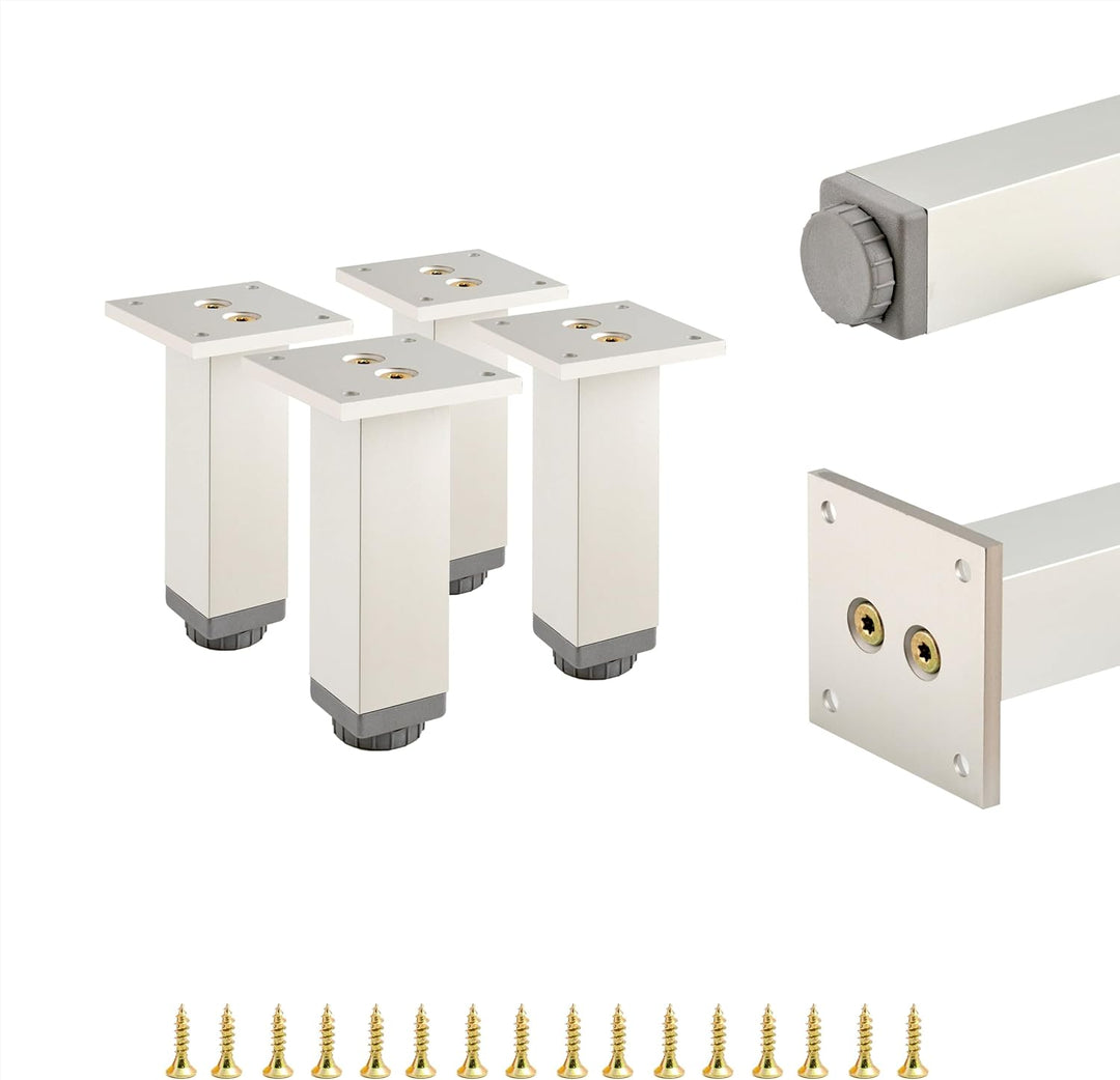 ALUSFERA 4 x Möbelfüsse Verstellbar 30x30x100 mm - Füsse für Möbel aus eloxiertem Aluminium - Möbelf
