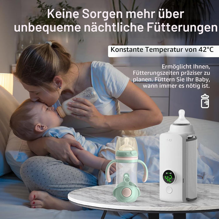 Flaschenwärmer, 6000 mAh Tragbarer Flaschenwärmer Baby Unterwegs mit 6 Einstellbare Temperatur und L