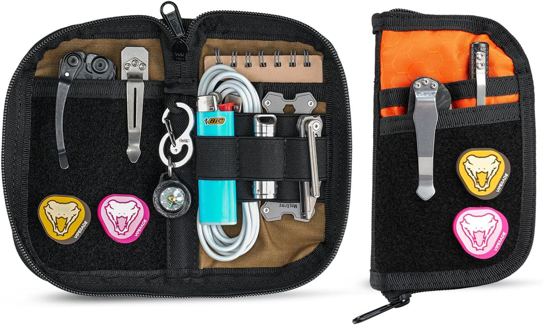 VIPERADE VE22 EDC Pouch Klein EDC Werkzeugtasche mit 4 Taschen und 5 elastischen Fächern Klein EDC O