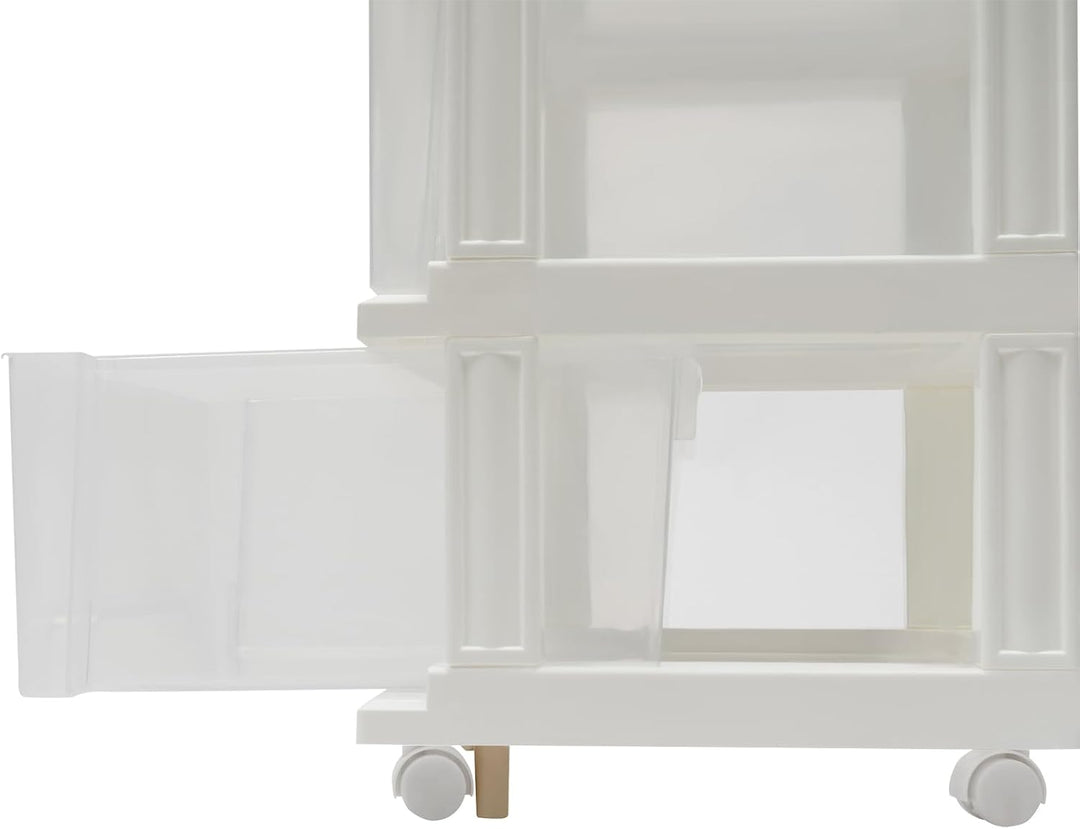 Schubladenturm 5 Schubladen, Schubladenschrank PP Kunststoff Mit Rädern, Schubladenregal Rollcontain