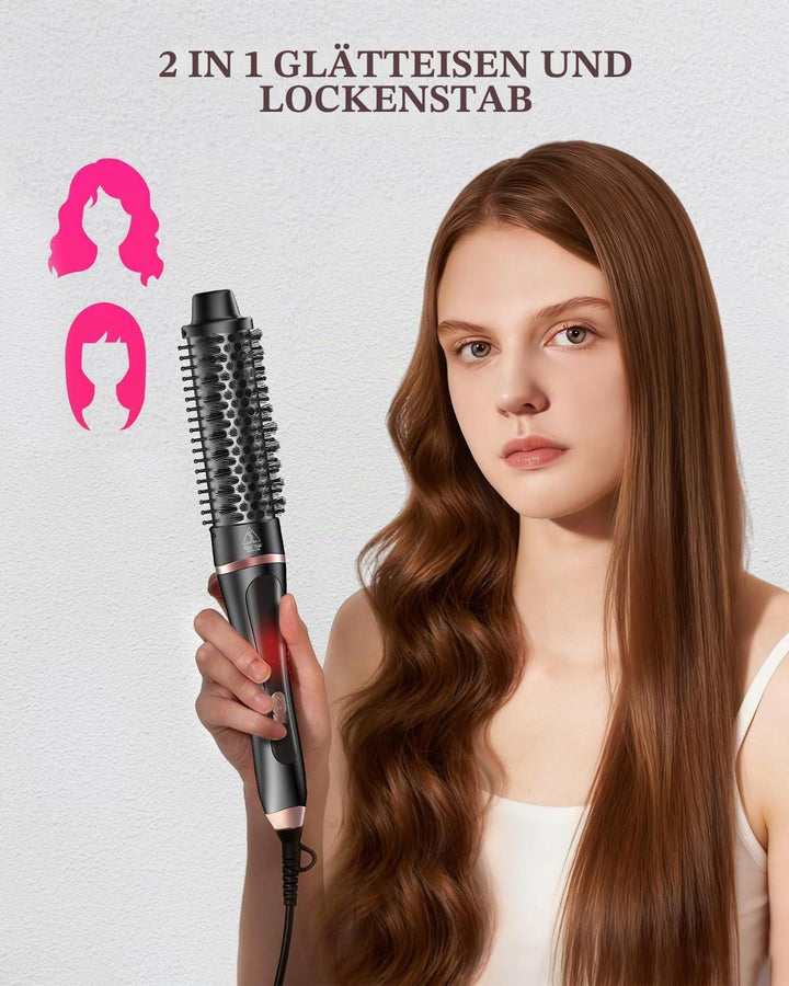 5 in 1 Lockenstab, Schnellaufheizende Thermischer Bürste mit 4 austauschbaren Keramik Barrels (0,35"