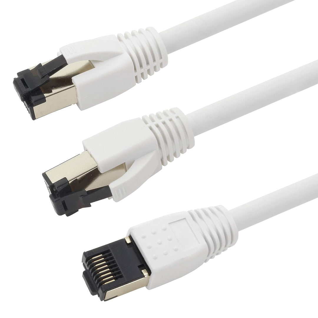 1m Cat 8 Netzwerkkabel CAT8 Kabel Weiss - 10 Stück Cat.8 Lan 2000 Mhz 40 Gbit s 40GBase-T Poe+ Patch