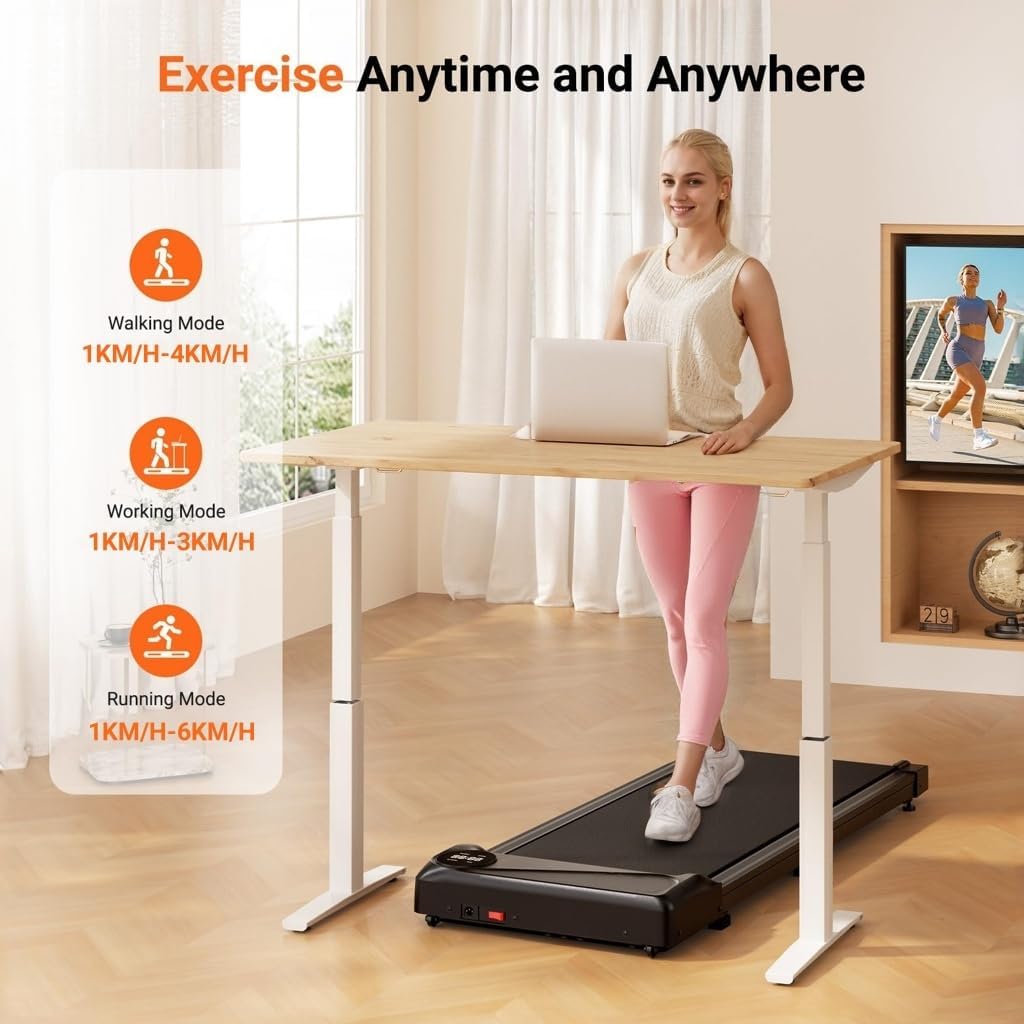 Dripex Schreibtisch Walking Pad mit Leise, Laufband für Zuhause 6 km/h, Doppelte Stossdämpfung mit F